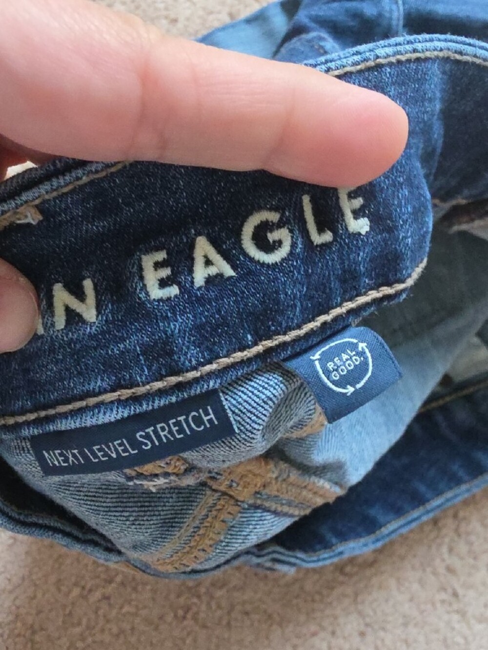 American Eagle Outfitters Dark Blue Denim Cuffed Shorts - Picture 4 of 5